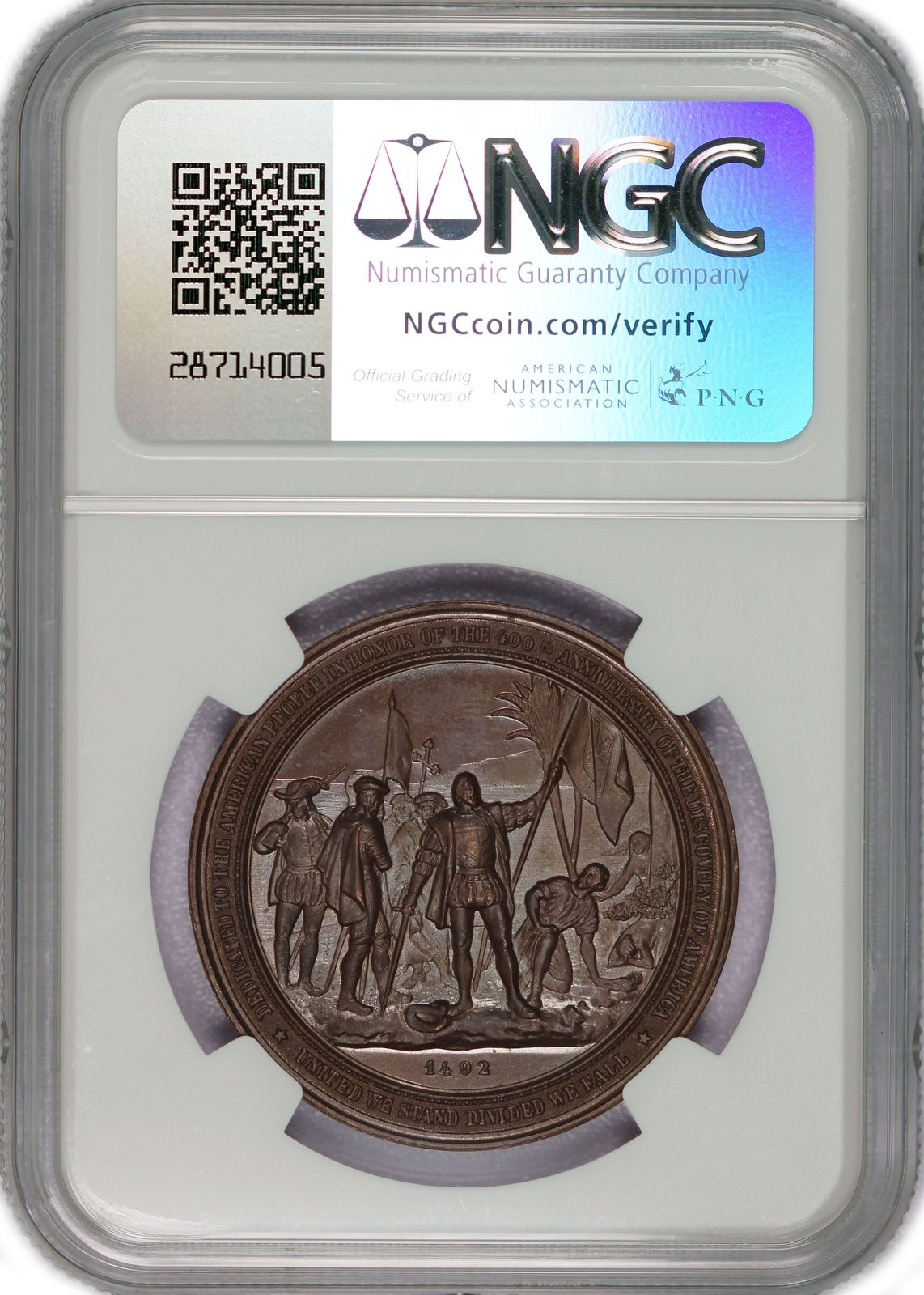 1892年 SC$1 コロンビア博覧会 自由の女神像 高浮き彫りブロンズ HK