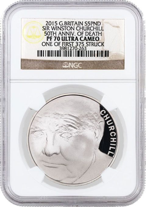 2015年 ￡5プルーフ .925 シルバー 英国 ウィンストン・チャーチル 50