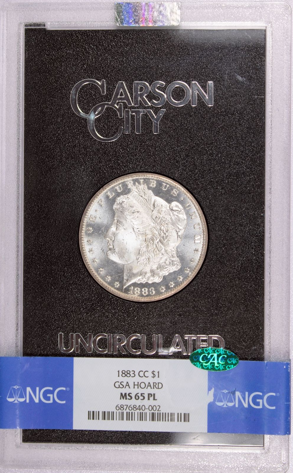 1883年 CC カーソンシティ 1ドル モルガン銀貨 NGC MS65 PL CAC GSA