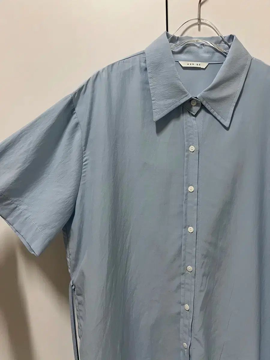 未使用 新品) シャカシャカ素材 リネン LINE 紐 半袖 シャツ ライト 
