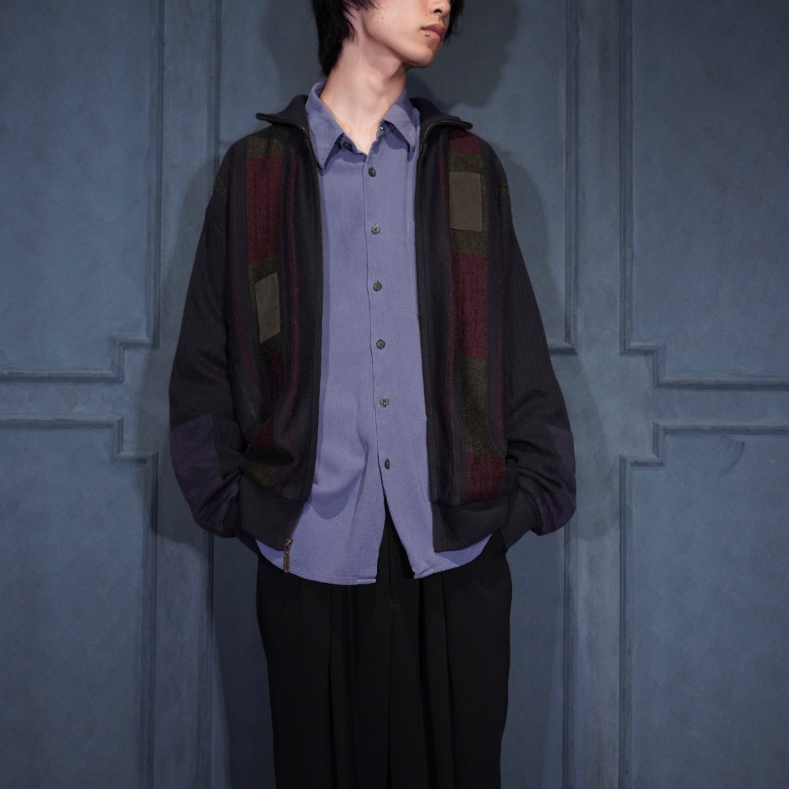 EU VINTAGE LEO CHEVALIER DESIGN PATCHWORK DESIGN DRIVERS KNIT 