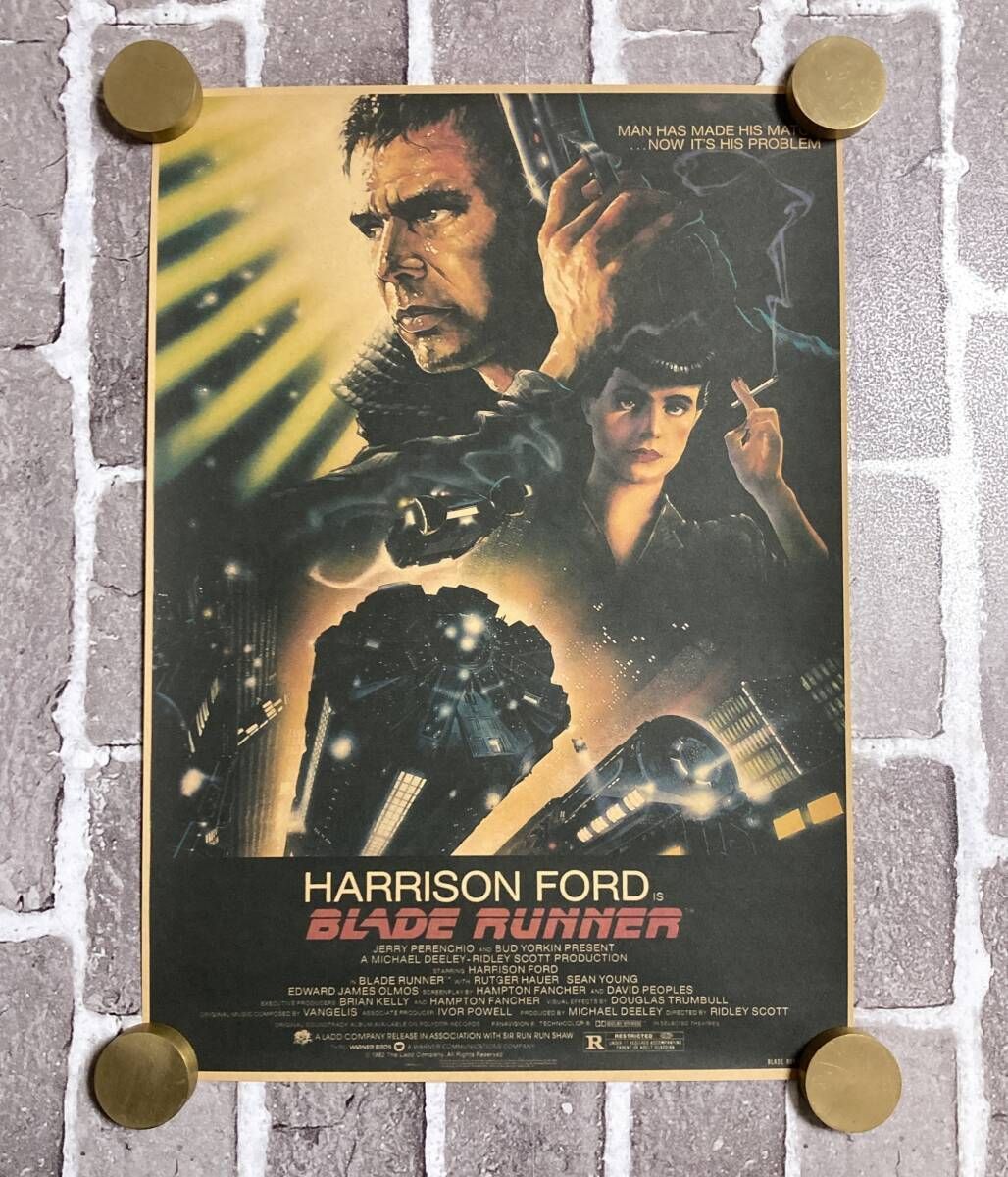 ブレードランナー イタリア版 ビンテージ ポスター 希少 ハリソンフォード クラフト紙製 映画ポスター ブレードランナー （ハリソン・フォード