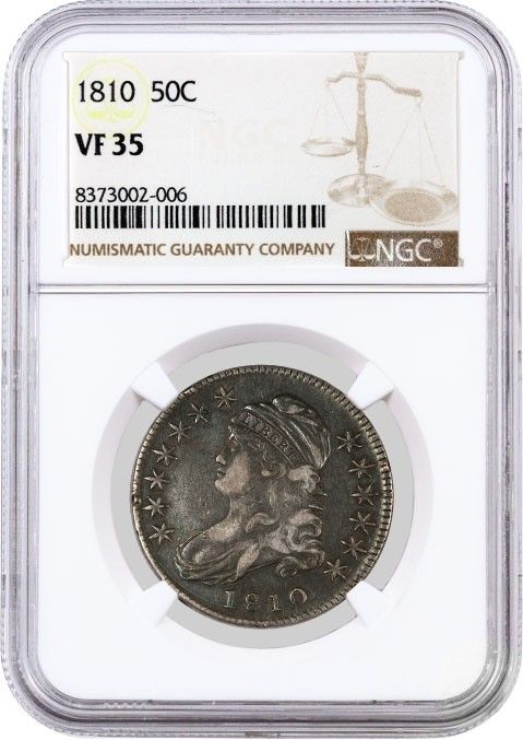 1810年 50セント キャップド Bt シルバー ハーフドル NGC VF35 流通
