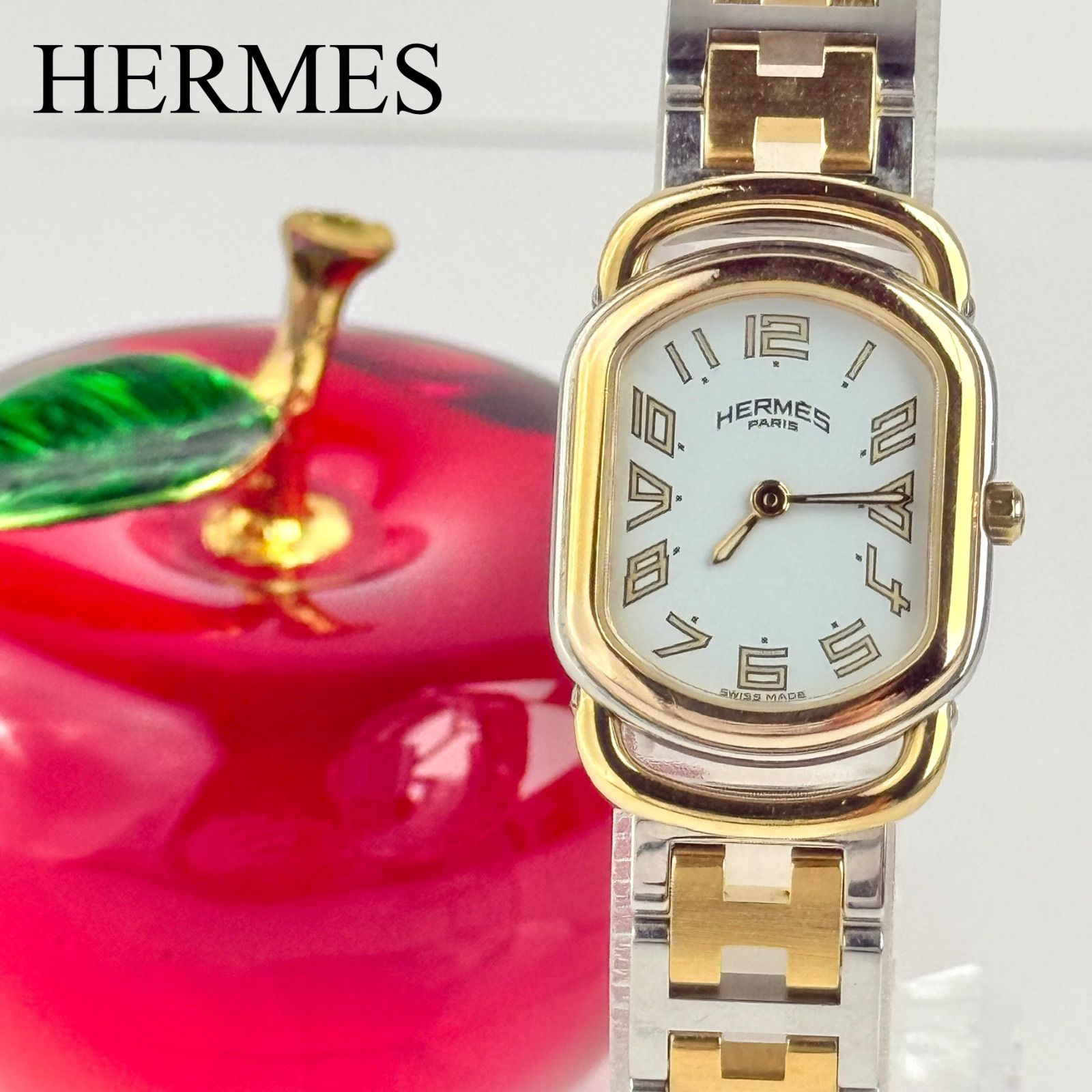 HERMES ラリー 腕時計 稼働品 電池交換済み 金文字盤 VINTAGE HERMES ラリー 腕時計 稼働品 電池交換済み 金文字盤 VINTAGE HERMES