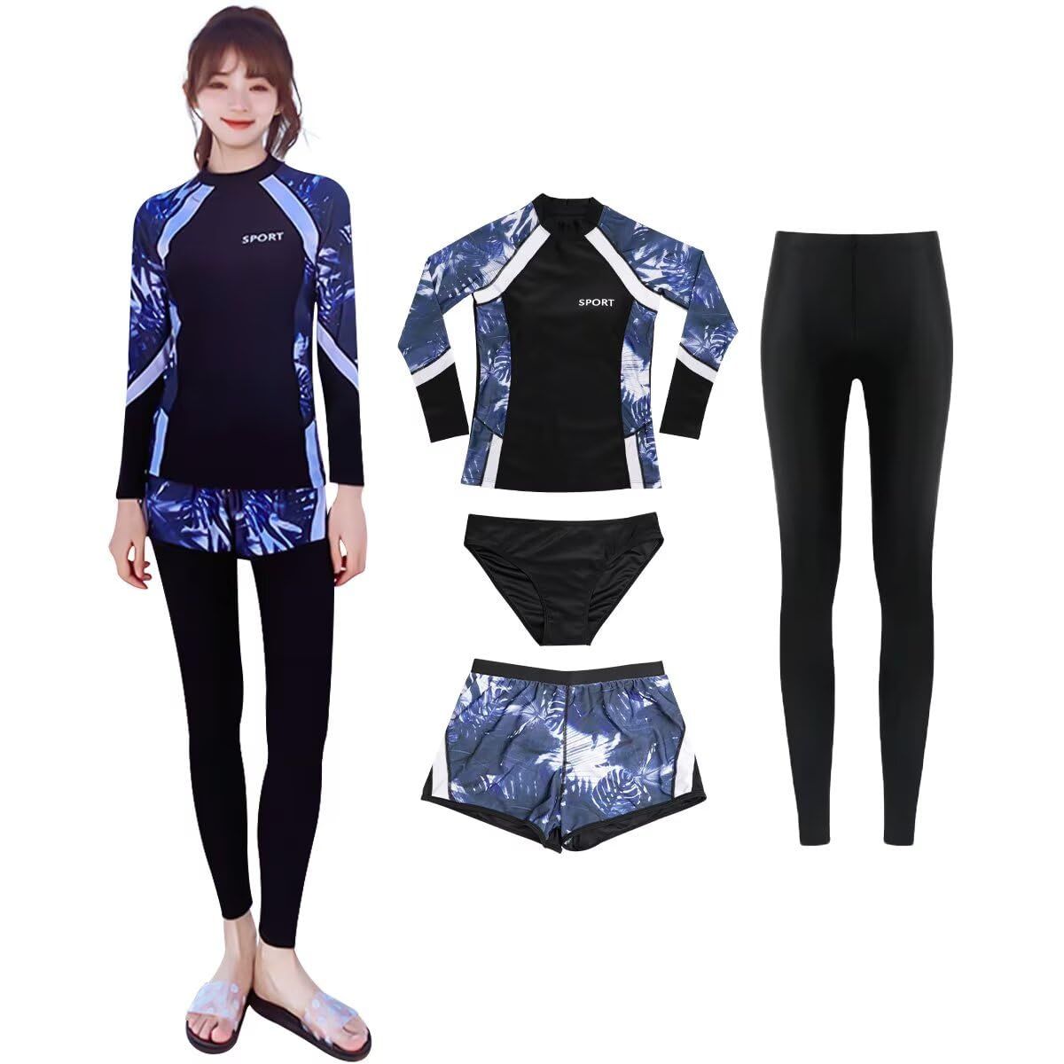 ガールズ ラッシュガード 水着 2ピース 長袖シャツ ボトムス ガールズ 水着 サイズ 7-16 Y 長袖 Vogseek ガールズ ラッシュガード 水着 2ピース 水着 UPF 50+ 夏用水着 サイズ 7-12T