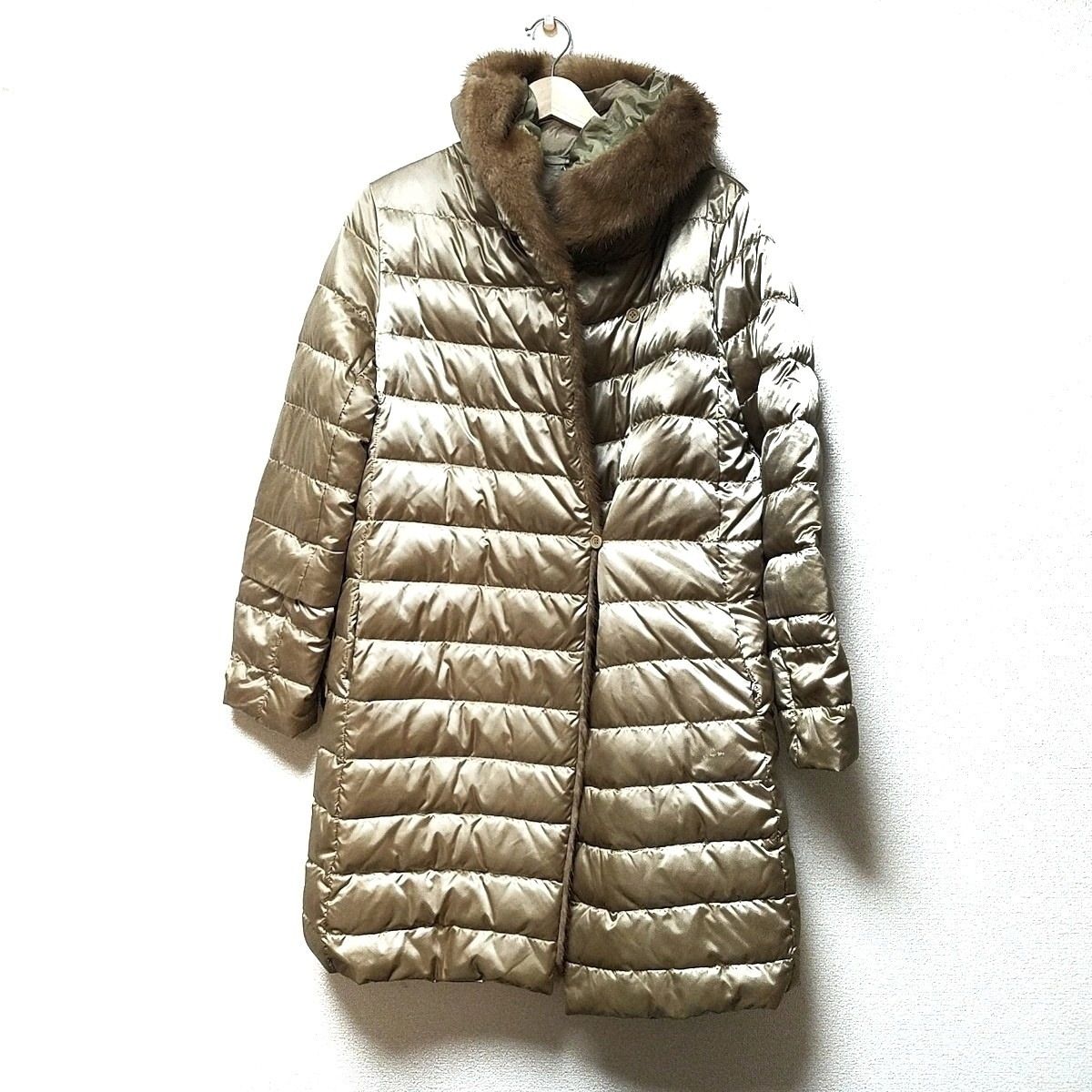 S Max Mara マックスマーラ ダウンコート サイズ42 I レディース ゴールド 長袖 リバーシブル 冬