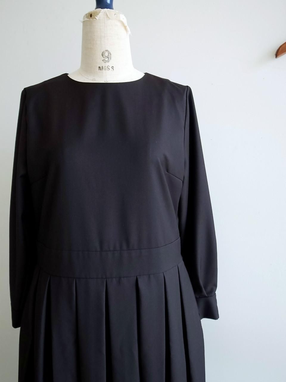  Anne number of 19 きちんと見えのワンピース ブラック by ina 長袖 七分袖 シャツワンピース