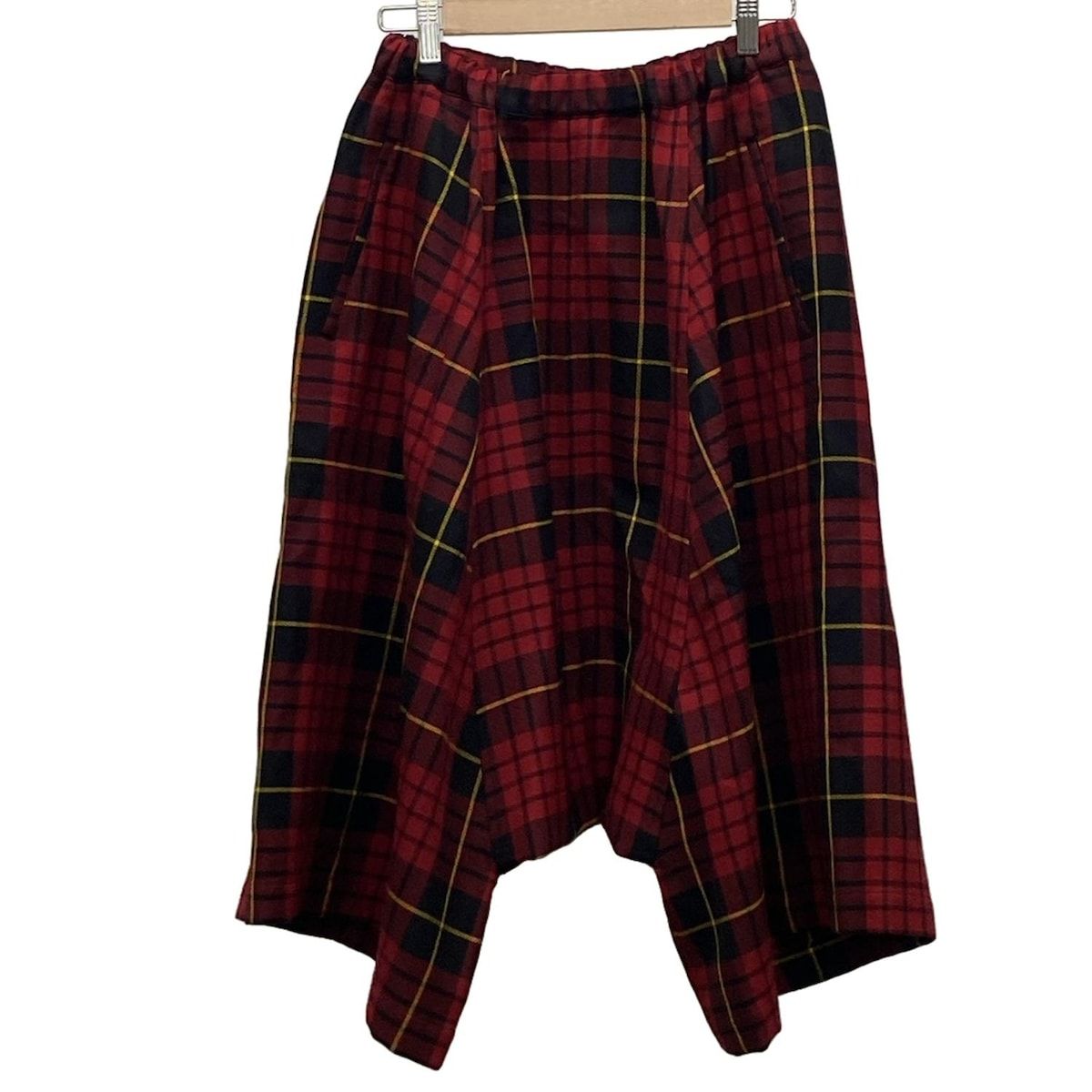 美品/comme des garcons/チェック柄/サルエルパンツ/RED コムデギャルソン COMME des GARCONS サルエルパンツ 赤 黒 S ボトムス