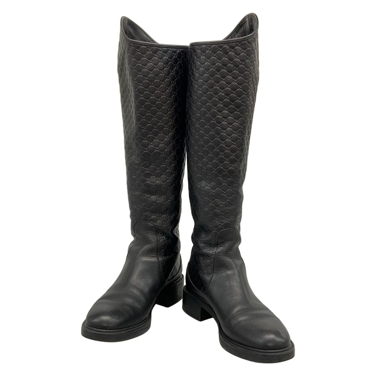 GUCCI(グッチ) ロングブーツ 36 1/2 レディース 494516 黒 マイクロ