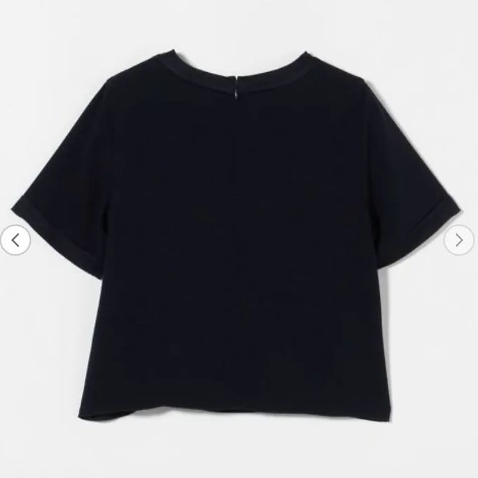 Steven Alan スティーブンアラン バックサテン ジョーゼット ブラウス ネイビー ミニマル 上品 Tシャツ型ブラウス サテン ほどよい厚み きれいめ 手洗い可 フリーサイズ 日本製 管理番号 1511-3960 ミニマル 半袖 