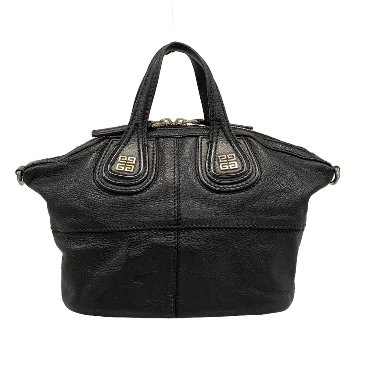 ✨美品✨ジバンシー ハンドバッグ 2way ナイチンゲール 4Gロゴ レザー 黒 GIVENCHYナイチンゲールシルバー金具黒 レザー ハンドバッグ