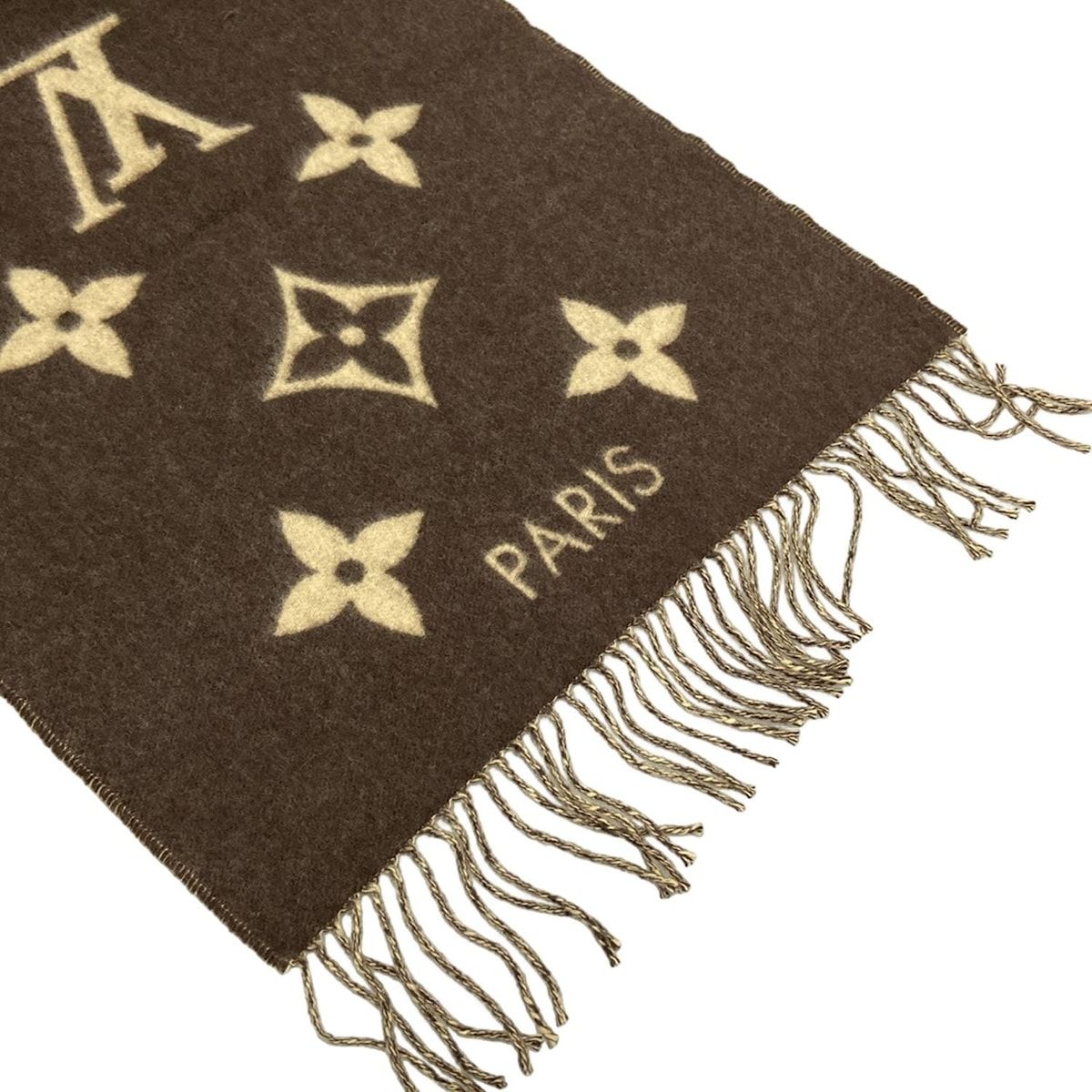 LOUIS VUITTON カシミアマフラー ダークブラウン LOUIS VUITTON(ルイヴィトン) マフラー - ダークブラウン×ベージュ