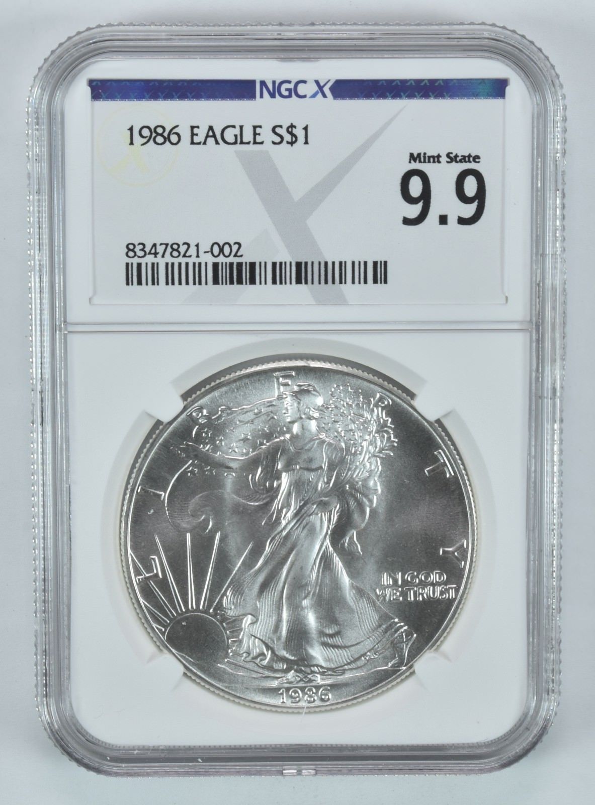 1986年 アメリカン シルバー イーグル ミントステート 9.9 NGC X NGCX
