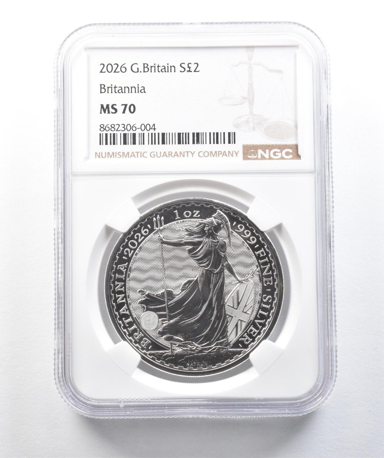 2026年 イギリス 2ポンド銀貨 ブリタニア 1オンス 銀貨 MS70 NGC *0166