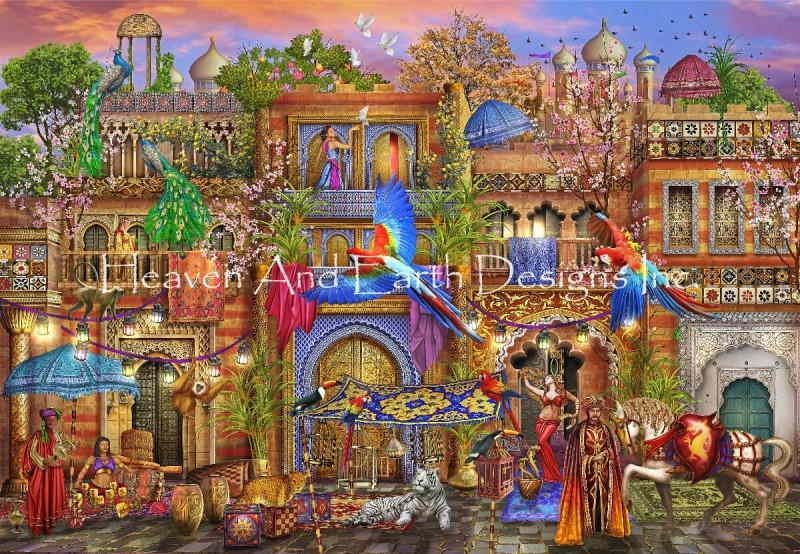 Ciro Marchetti クロスステッチ 図案 刺しゅう チャート 【 Supersized Arabian Street Two Max Colors 】 Heaven And Earth Designs 上級者 全面刺し HAED アラビア アラビアン