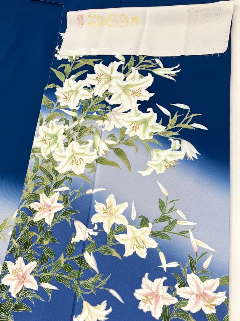 秀美 十日町友禅 訪問着 正絹 百合 丹後ちりめん 躾糸付き A150 - メルカリ