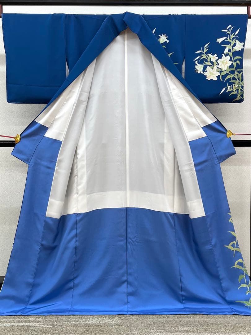 秀美 十日町友禅 訪問着 正絹 百合 丹後ちりめん 躾糸付き A150 - メルカリ