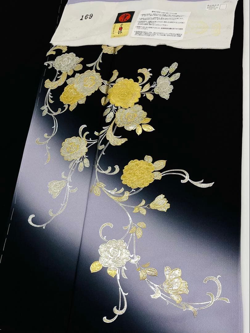 レディース 京友禅 訪問着 金彩 薔薇 丹後ちりめん 正絹 躾糸付き A147