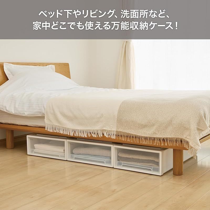 天馬 収納ボックス フィッツケース クローゼット 幅30&times;奥行53&times;高さ18cm 収納ケース たわみにくい 衣装ケース 日本製 再生材配合 サステナブル 【色 ホワイトクリア】 【53-30S】