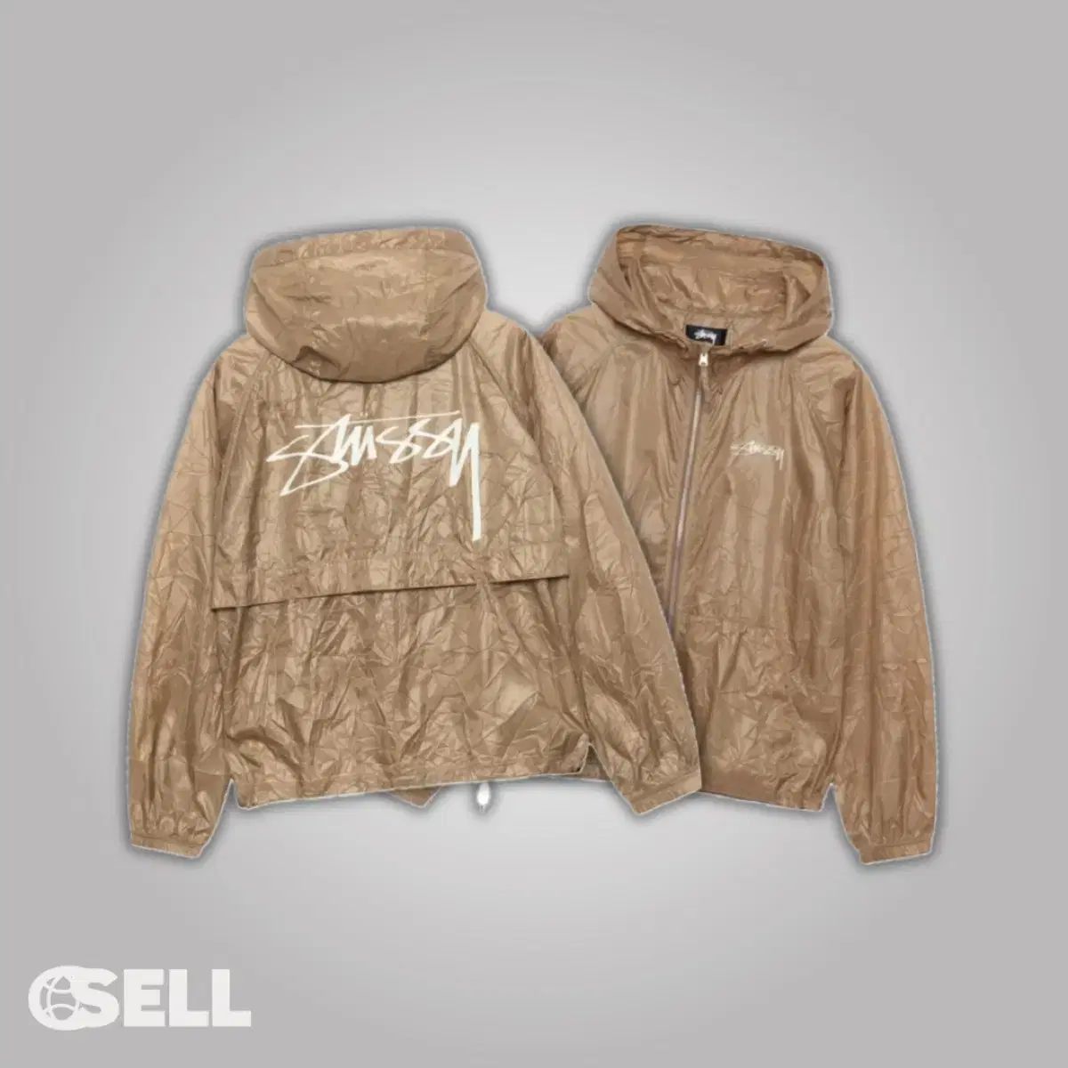 Stussy ナイロンジャケット ブラウン Lサイズ STUSSY ステューシー ブラウン ビーチシェル ウィンドブレーカー