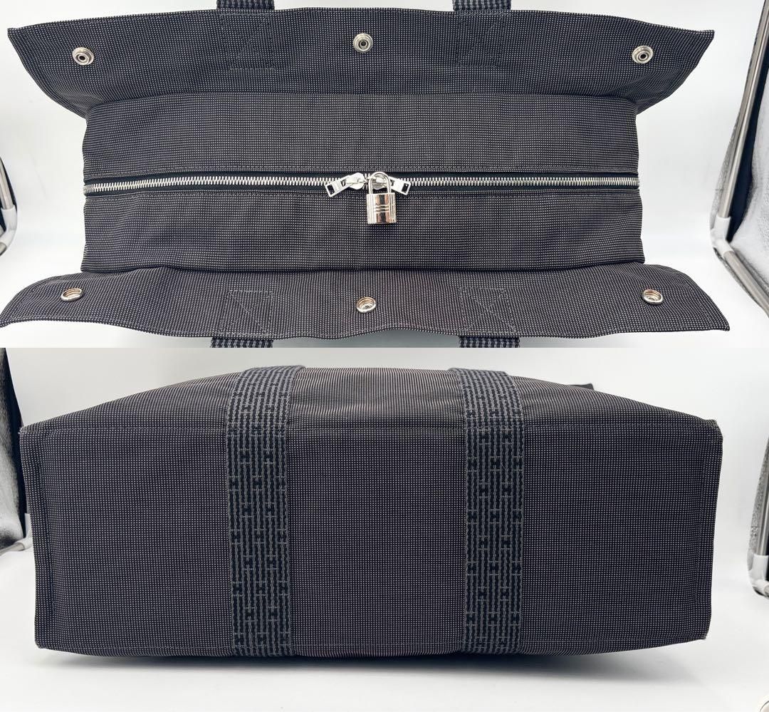 美品✨エルメス　エールライン　トートバッグ　A4収納可能　グレー　ユニセックス 極美品✨エルメス エールライン トートバッグ A4収納可 ブラウン ユニ