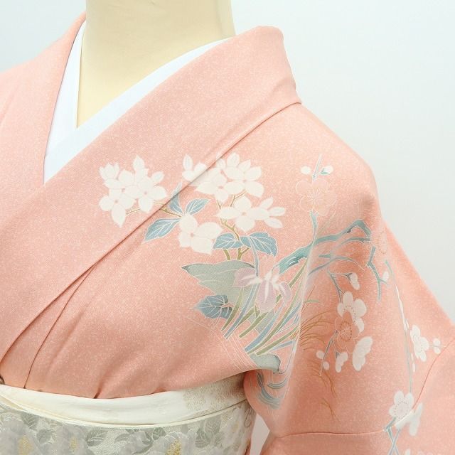 百華❀Y4303◇美品 鈴乃屋謹製 手縫い仕立て 正絹 桜 梅 椿 鷺 訪問着