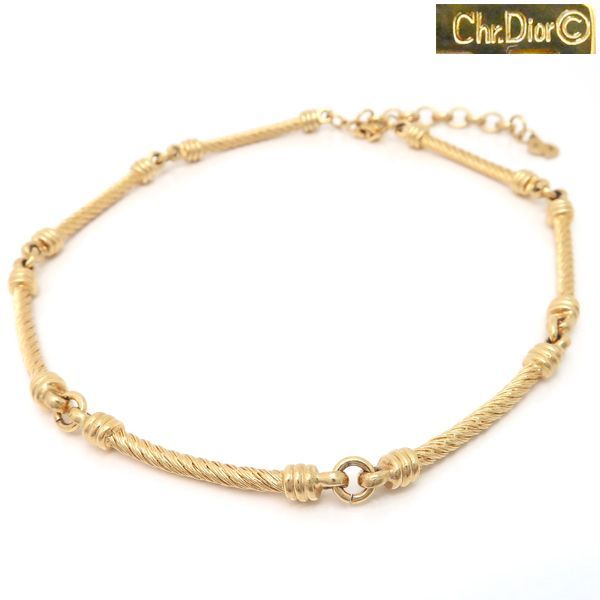 Christian Dior ネックレス GP ロープデザイン ゴールドカラー Chr