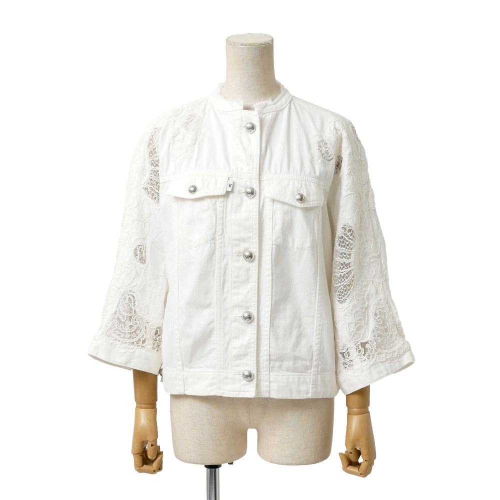 □美品□ERMANNO SCERVINO エルマノシェルビーノ ノーカラージャケット