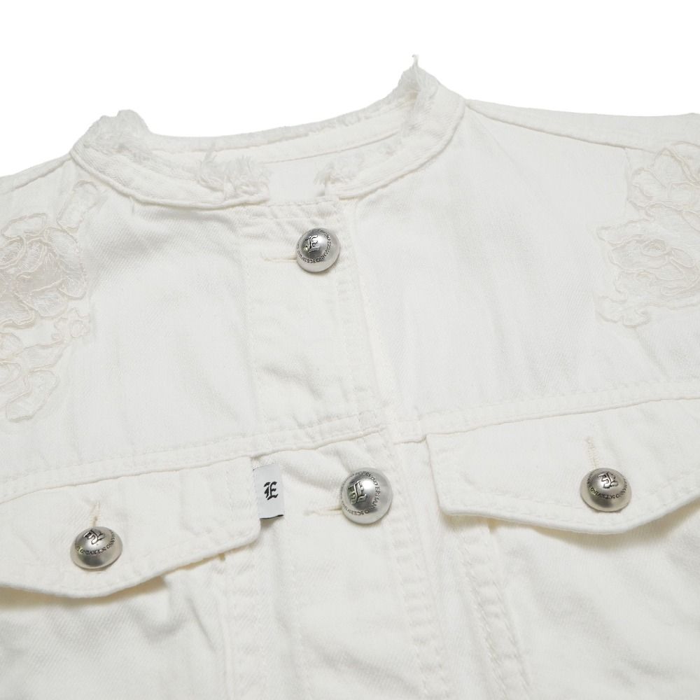 □美品□ERMANNO SCERVINO エルマノシェルビーノ ノーカラージャケット