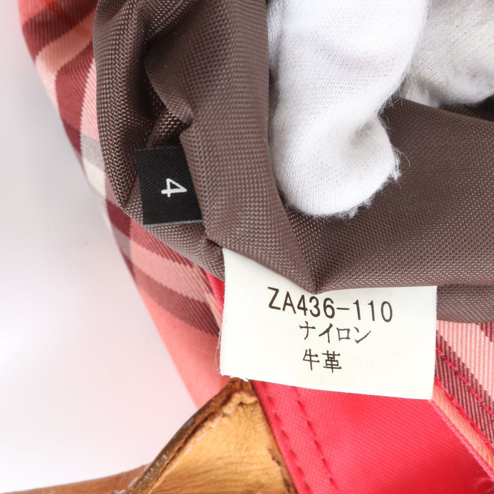 美品 バーバリー チェック ZA436-110 レザー トート バッグ 肩掛け