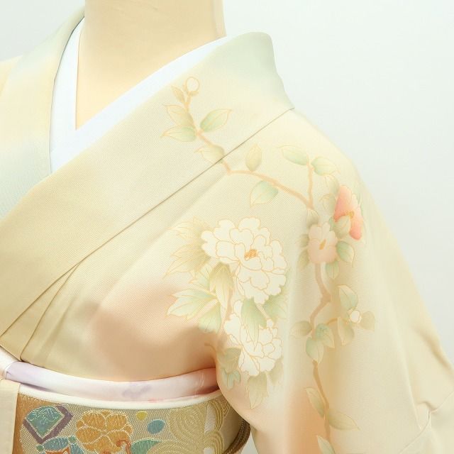 百華❀Y4305◇トールサイズ 金駒刺繡 手縫い仕立て 正絹 梅 椿 桜 松