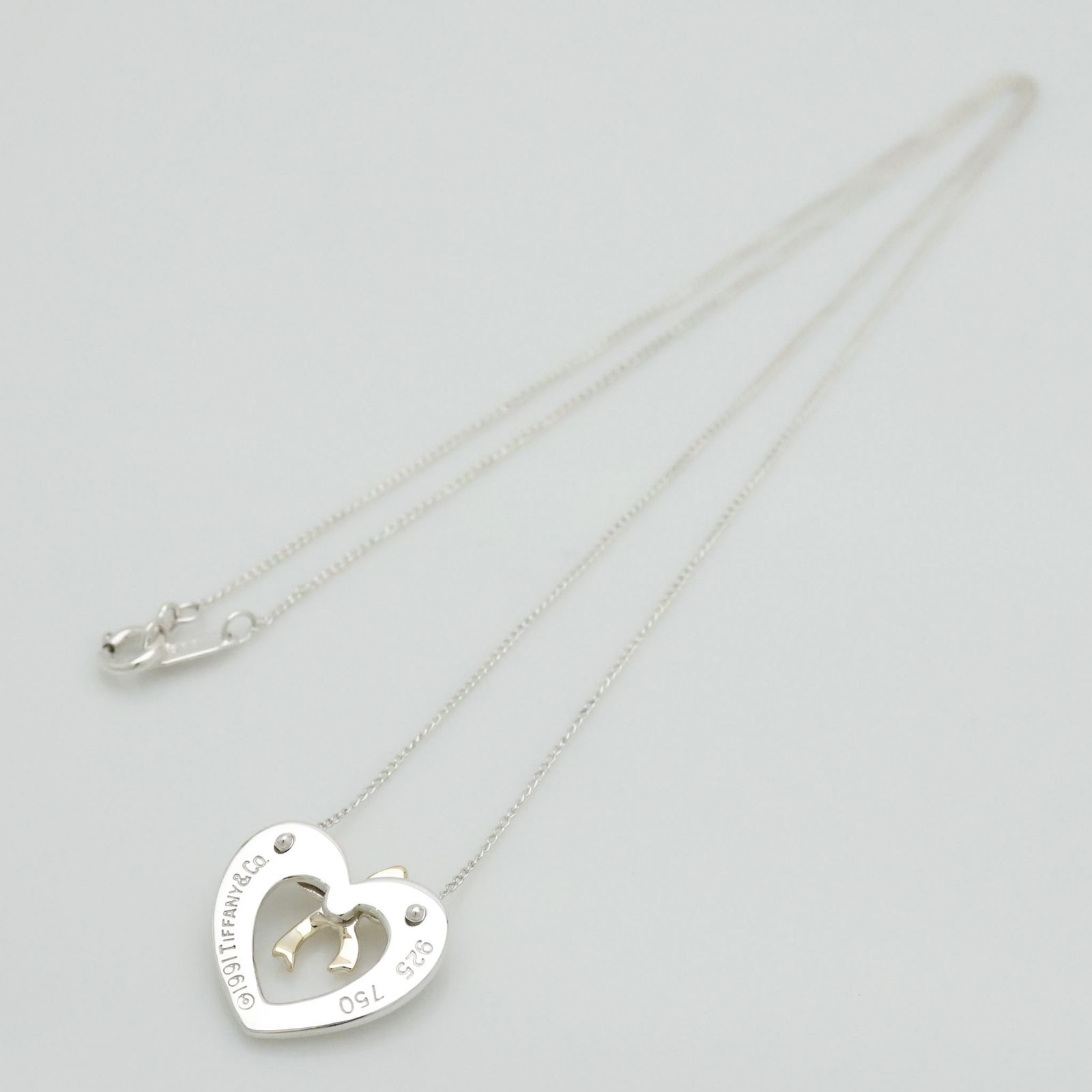 美品】ティファニー TIFFANY&Co. ハート リボン コンビ ネックレス