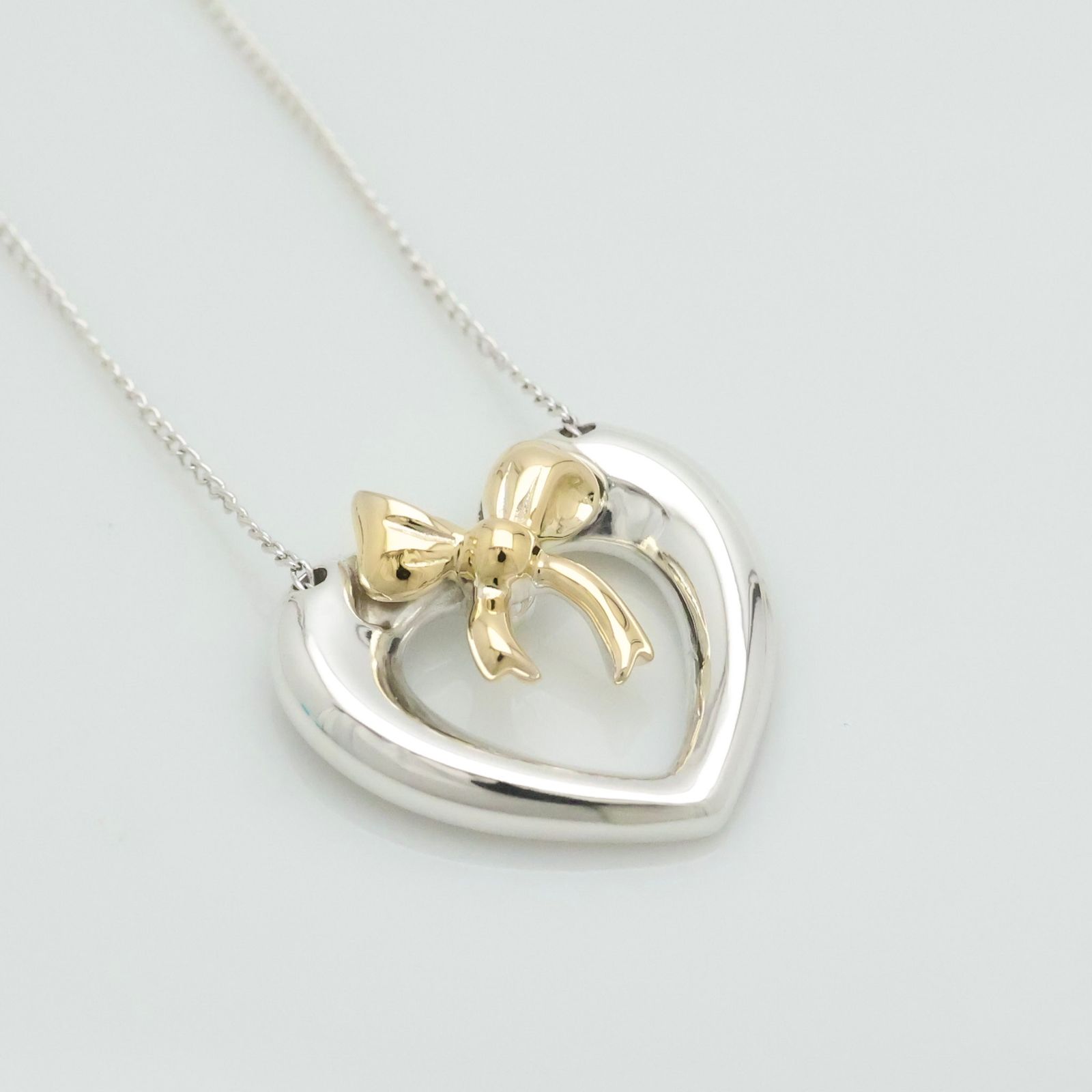 美品】ティファニー TIFFANY&Co. ハート リボン コンビ ネックレス