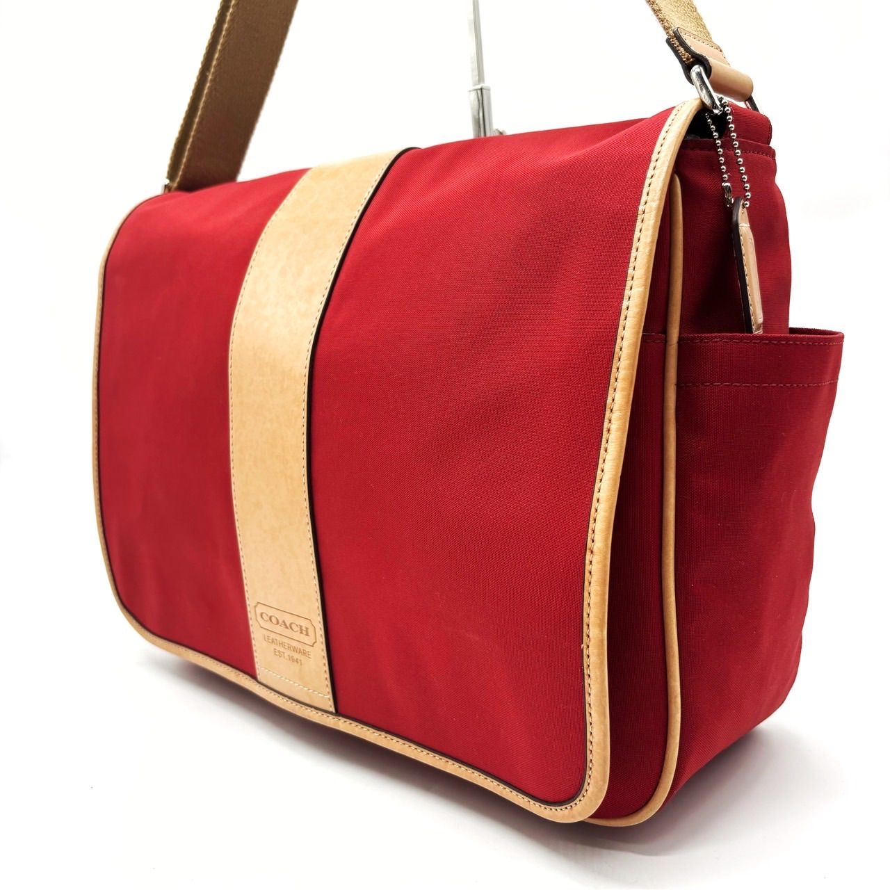 COACH Y 2 K signature canvas leather red beige messengerbag unisex コーチ ショルダーバッグ