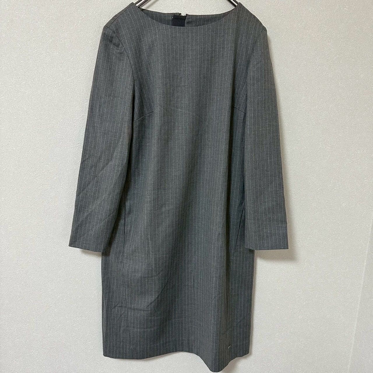 TOMMY ストライプ柄ワンピース グレー 2 フォーマル