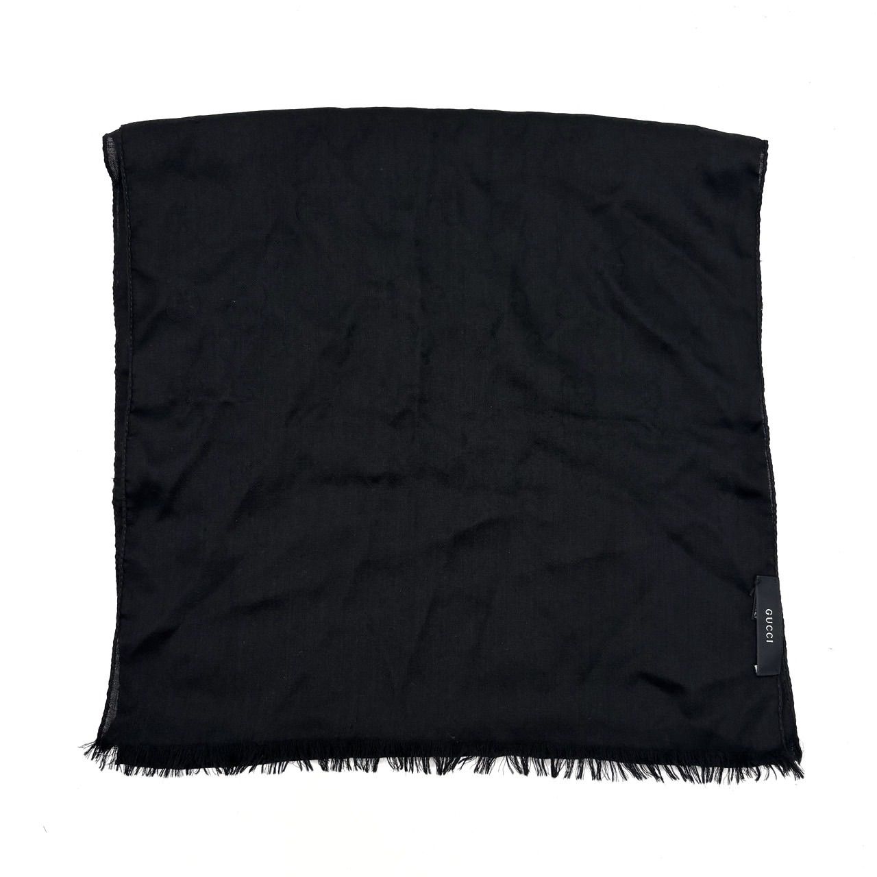 GUCCI グッチ ストール マフラー トムフォード期 ブラック 黒色 ウール 毛 シルク 絹 ユニセックス 男女兼用 メンズ レディース