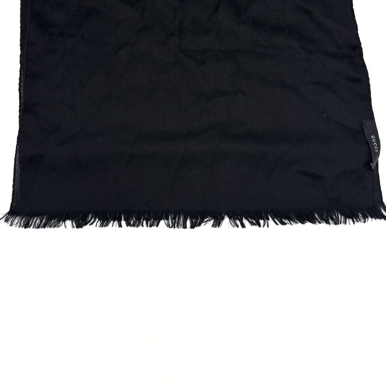  GUCCI グッチ ストール マフラー トムフォード期 ブラック 黒色 ウール 毛 シルク 絹 ユニセックス 男女兼用 メンズ レディース ストール ショール 小物