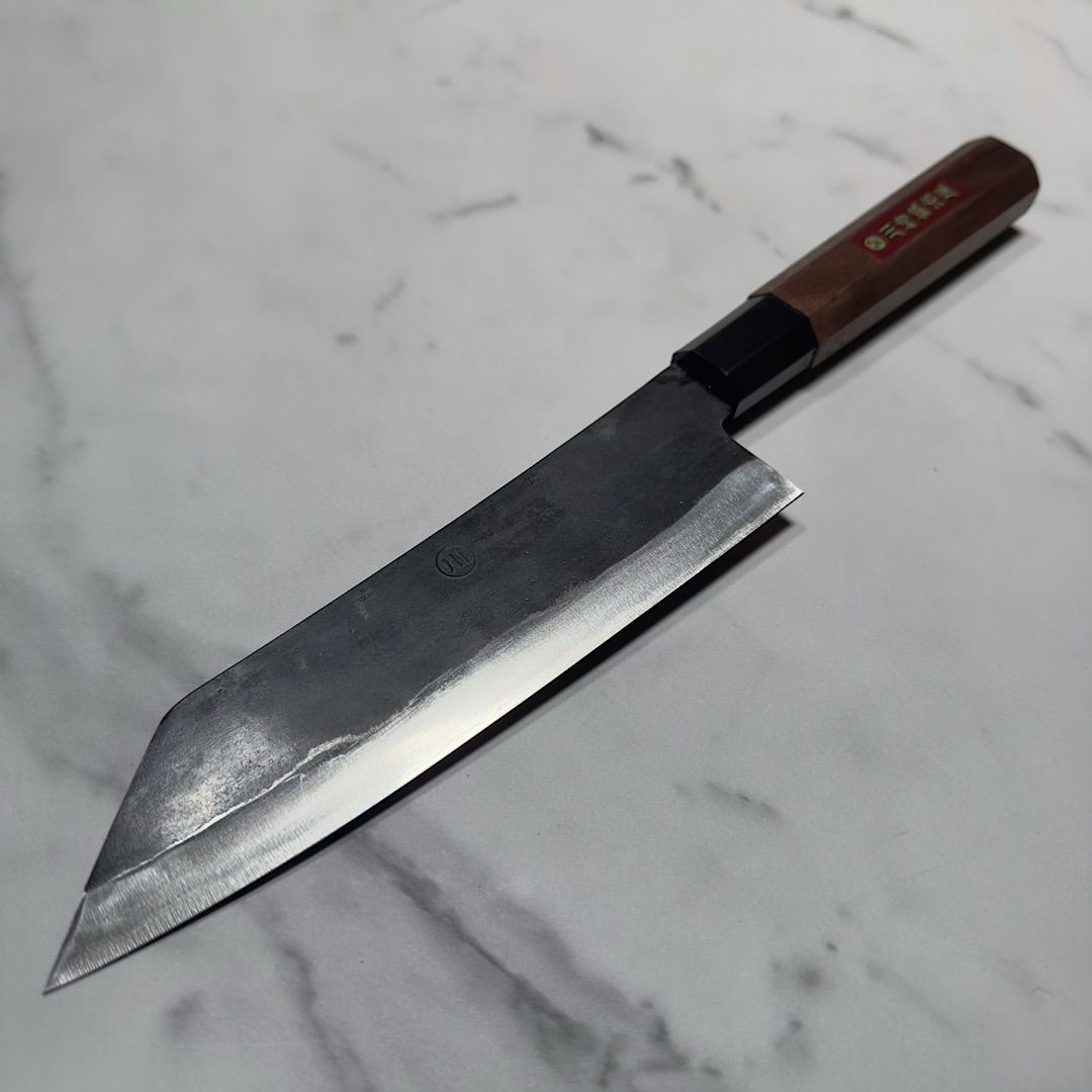 和包丁 文化包丁 切付包丁 180mm 青紙ニ号 青ニ鋼 胡桃八角柄 黒打ち