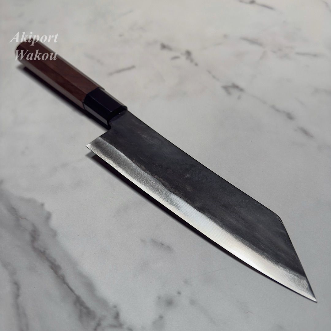 和包丁 文化包丁 切付包丁 180mm 青紙ニ号 青ニ鋼 胡桃八角柄 黒打ち