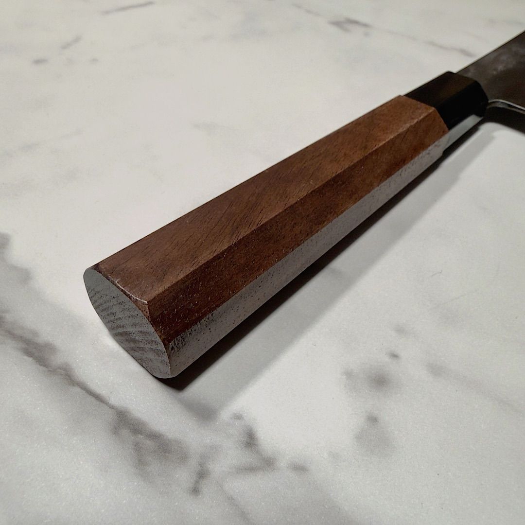 和包丁 文化包丁 切付包丁 180mm 青紙ニ号 青ニ鋼 胡桃八角柄 黒打ち