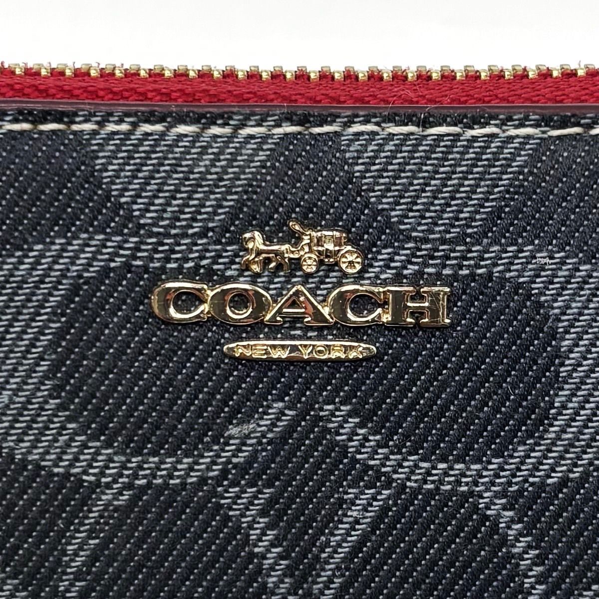  COACH Y 2 K signature denim blue red leather long wallet unisex コーチ 長財布 長財布 小物