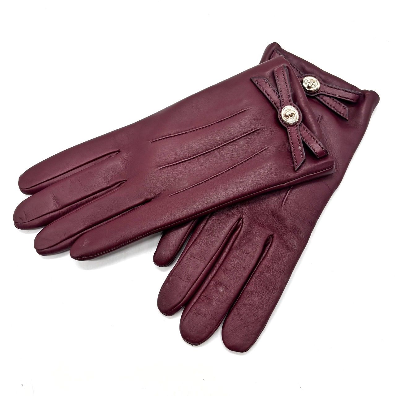 COACH Y 2 K ribbon design turnlock red leather glove unisex コーチ 手袋