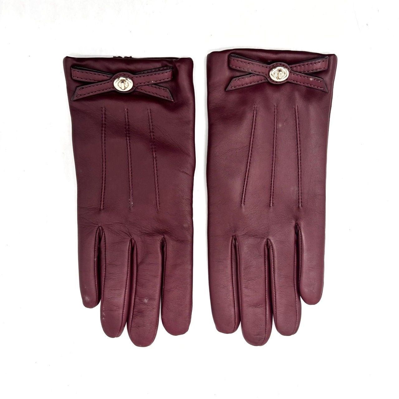 COACH Y 2 K ribbon design turnlock red leather glove unisex コーチ 手袋