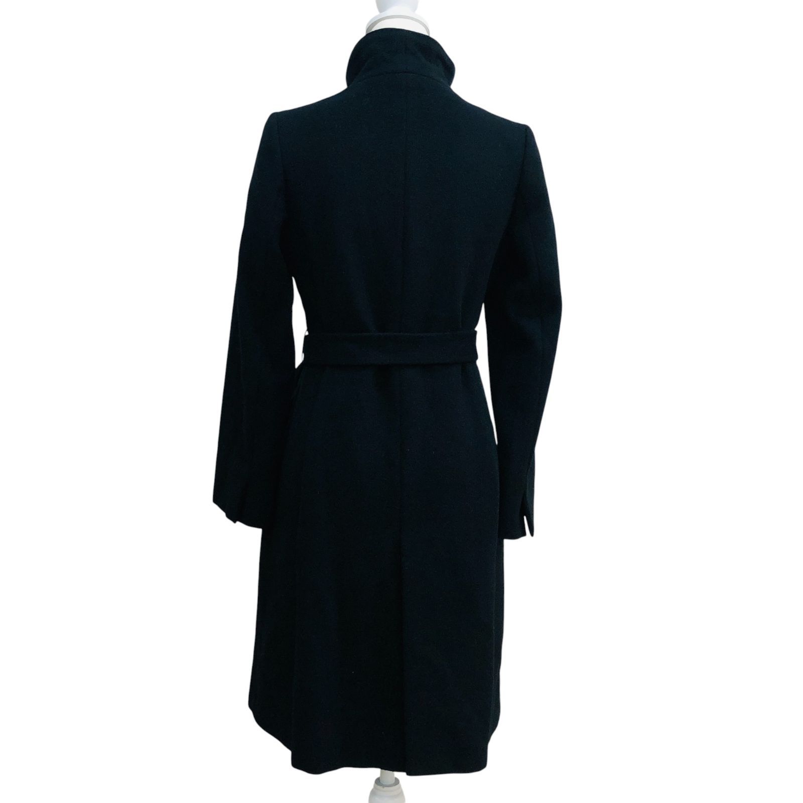 極美品】23区 スタンドカラーコート ベルト 黒 ウール アンゴラ混 M 極
