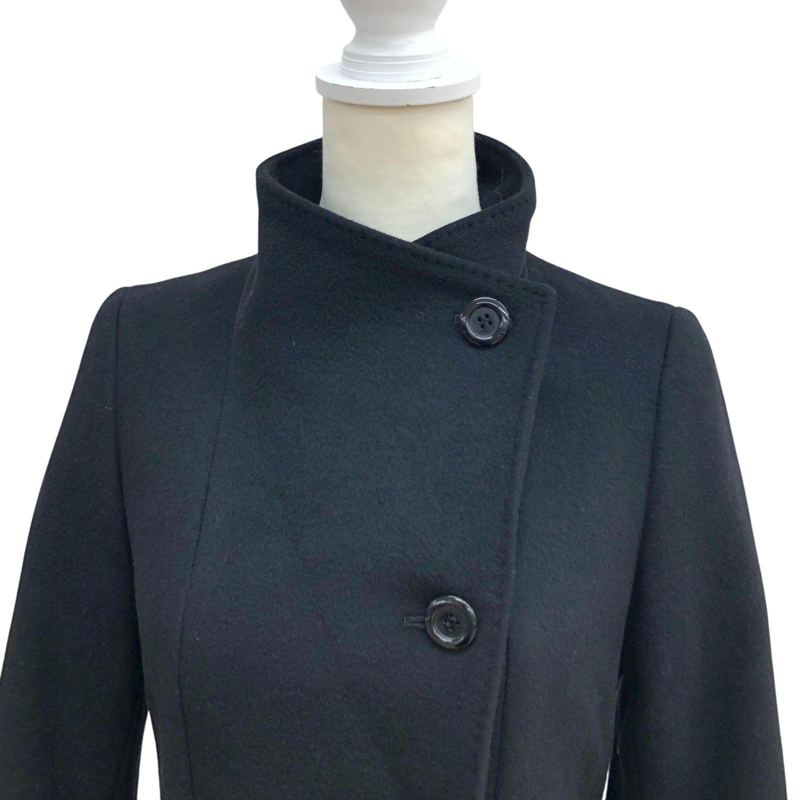 ZK24 23区 スタンドカラーロングコート 羊毛 アンゴラ混 ブラック