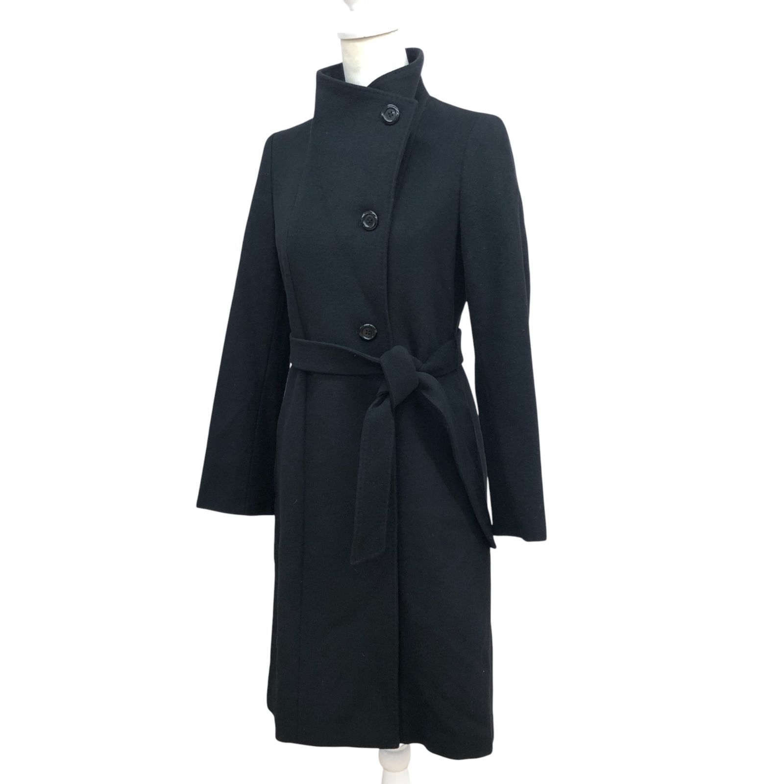 新品タグ付き　23区　ブラックコート　38 スタンドカラー　アンゴラ混 ZK24 23区 スタンドカラーロングコート 羊毛 アンゴラ混 ブラック