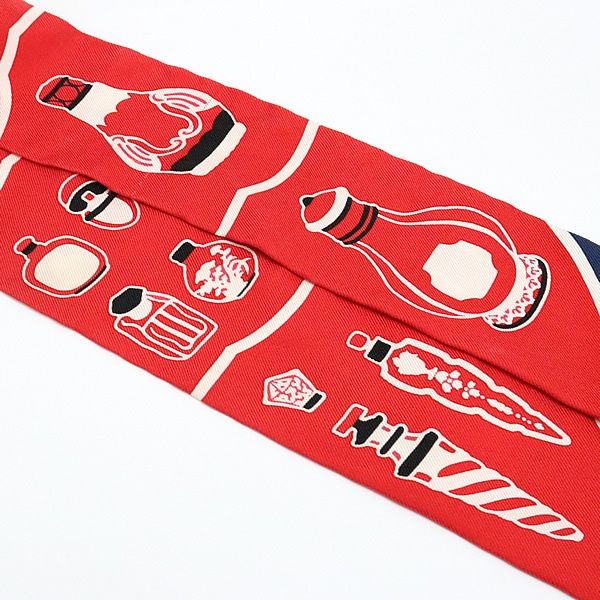 広尾店】 エルメス HERMES ツイリー Les Flacons Bandana 香水瓶 赤