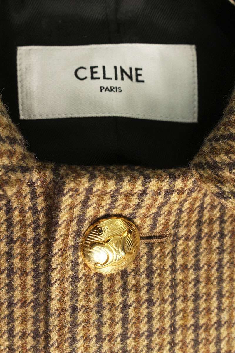 セリーヌ 24AW 2M12B752N.03CI 千鳥柄トリオンフボタンコート メンズ