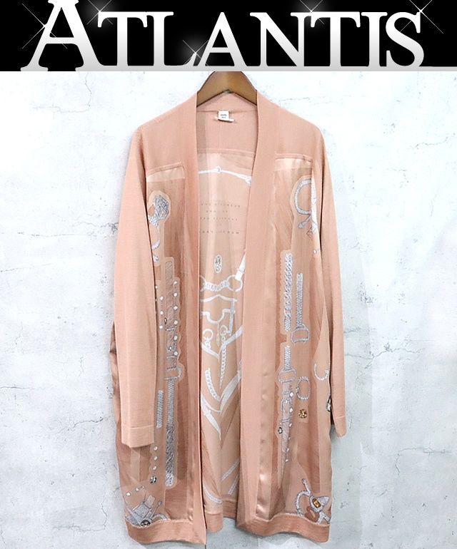 【広尾店】 エルメス HERMES Etude pour une de Gale 正装のエチュード ツイルレーヌ カーディガン ピンクベージュ カシミア シルク size:42 【17850】 広尾店】 エルメス HERMES Etude pour une de Gale 正装のエチュード