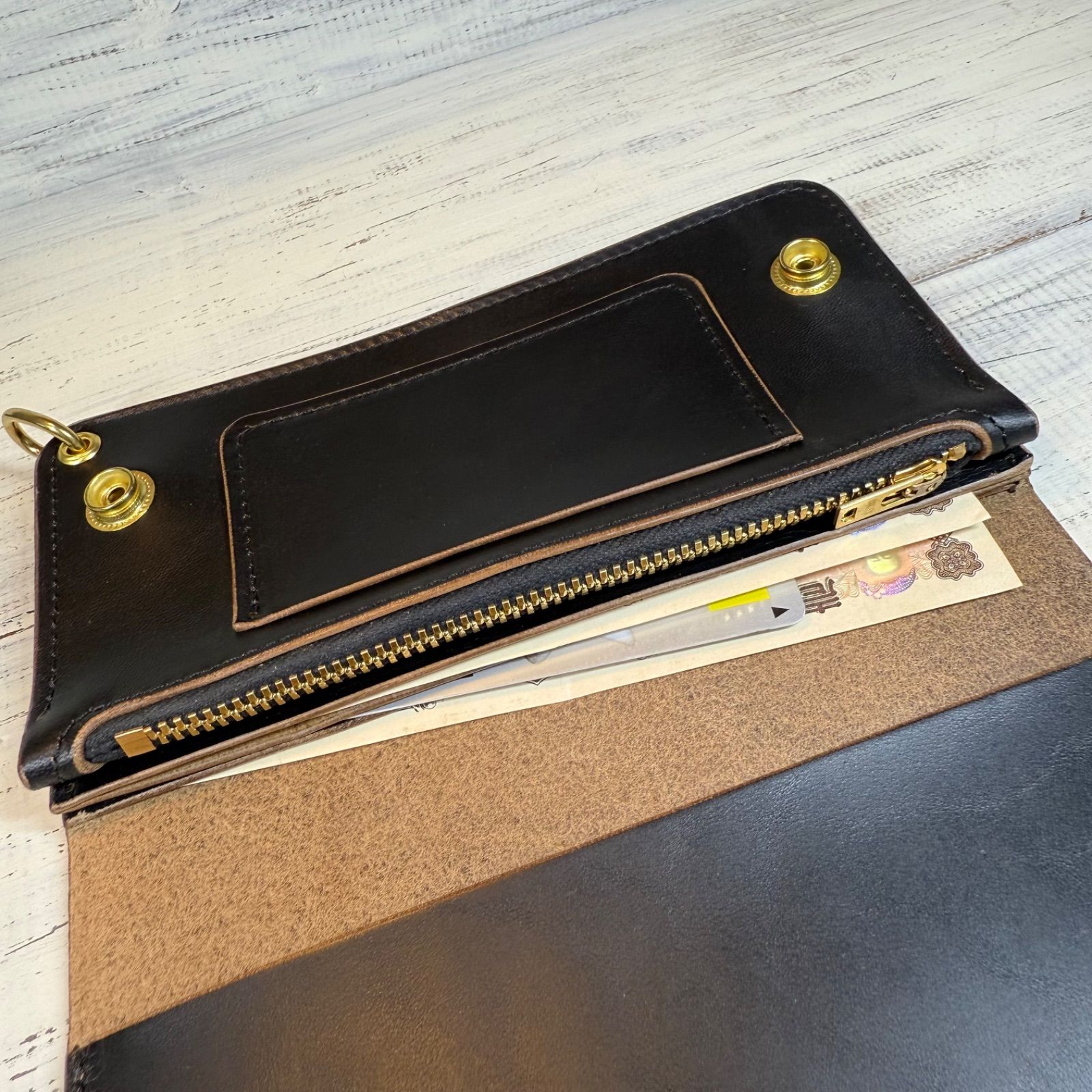 トラッカーウォレット ロング 3層】ホースバット ゴールド universal